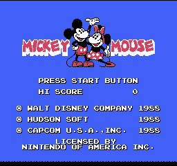 Mickey Mousecapade Title Screen